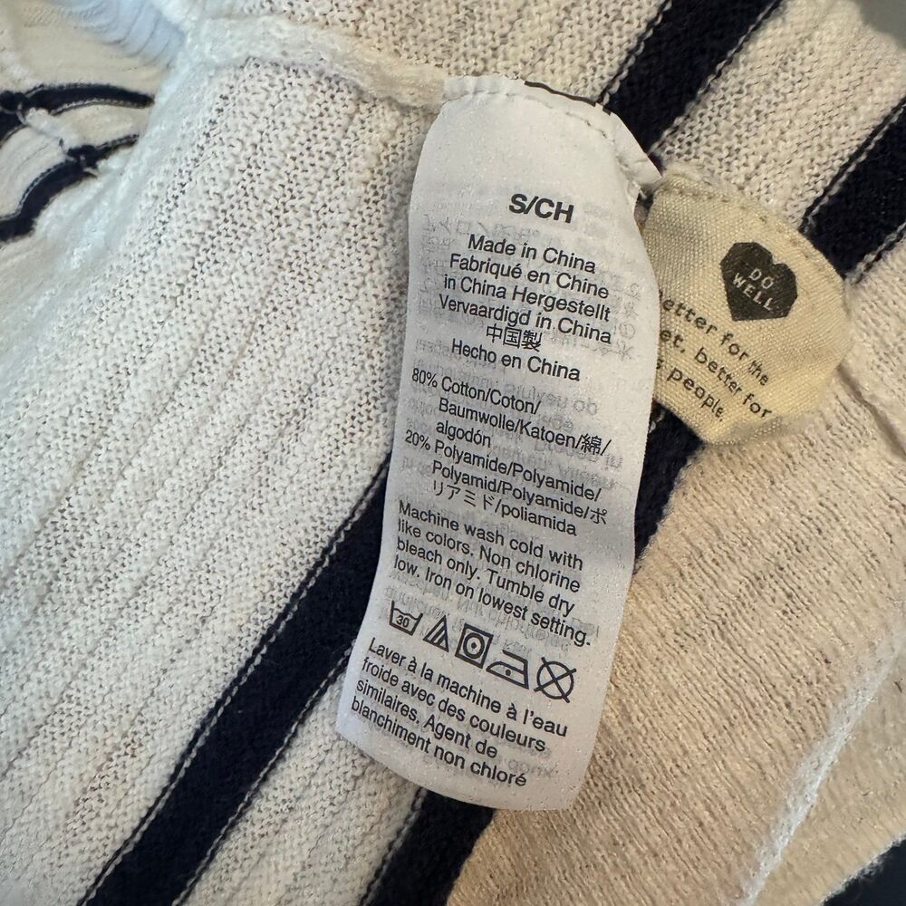 Madewell Summer Ryder Longline Knit Cardigan Sweater Ivory/Navy Stripe Small - Picture 4 of 4